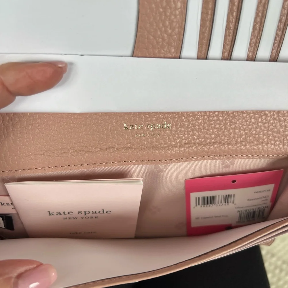 NWT Kate spade pink pebbled leather continental wallet